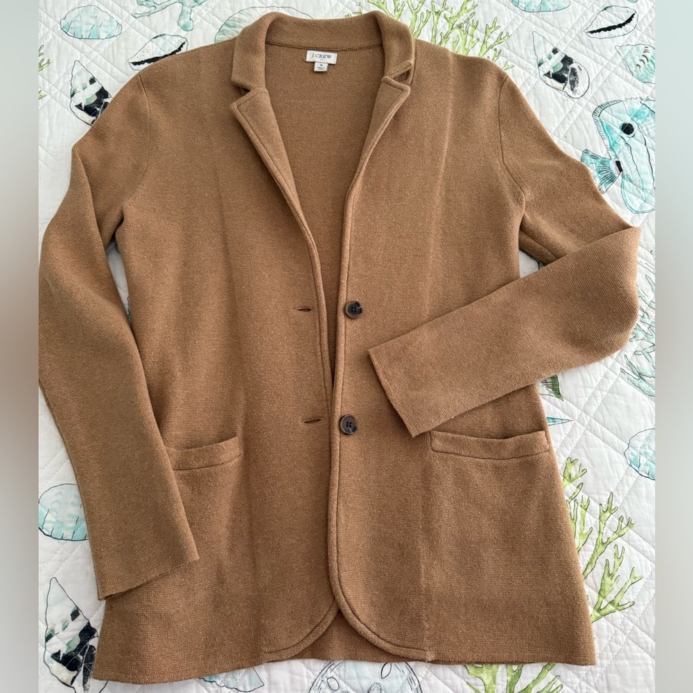 J Crew Sweater Blazer Camel Small